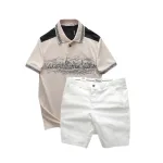 Bộ nam Pack Horse: áo thun polo họa tiết ngôi làng cổ điển, quần short kaki cao cấp (có size 3x)