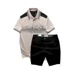 Bộ nam Pack Horse: áo thun polo họa tiết ngôi làng cổ điển, quần short kaki cao cấp (có size 3x)