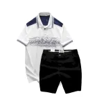 Bộ nam Pack Horse: áo thun polo họa tiết ngôi làng cổ điển, quần short kaki cao cấp (có size 3x)