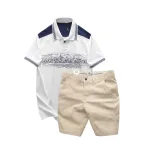 Bộ nam Pack Horse: áo thun polo họa tiết ngôi làng cổ điển, quần short kaki cao cấp (có size 3x)