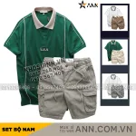 Shop sỉ set Bộ Nam Áo Thun Polo Pack Horse Thêu Nổi Chữ U.S.A + Quần Short Kaki Túi Hộp Cao Cấp