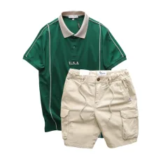 Shop sỉ set Bộ Nam Áo Thun Polo Pack Horse Thêu Nổi Chữ U.S.A + Quần Short Kaki Túi Hộp Cao Cấp