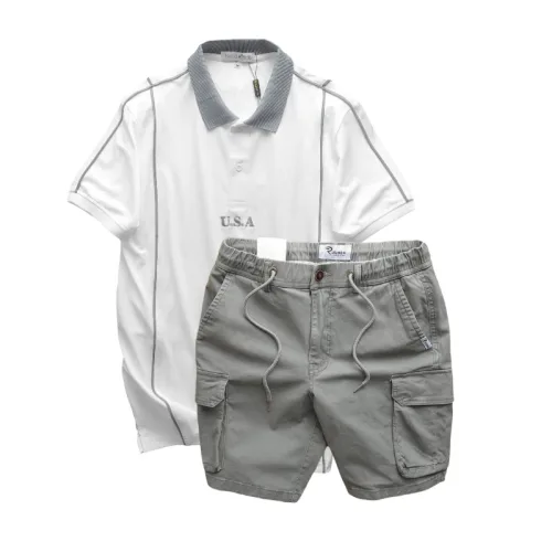 Shop sỉ set Bộ Nam Áo Thun Polo Pack Horse Thêu Nổi Chữ U.S.A + Quần Short Kaki Túi Hộp Cao Cấp