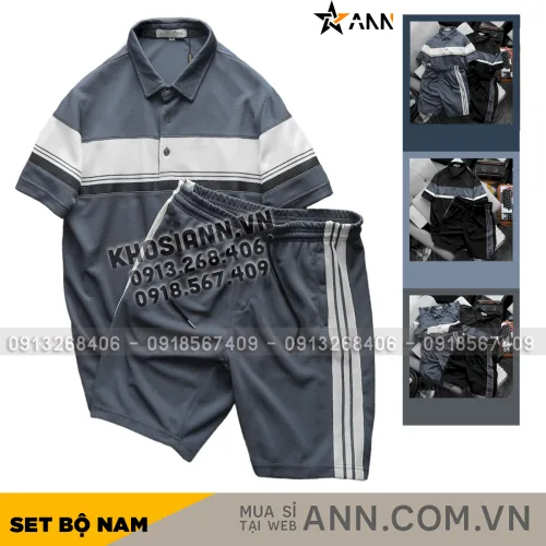 Chỗ sỉ set Bộ Nam Pack Horse Áo Thun Polo Sọc Ngang Quần Short Thể Thao