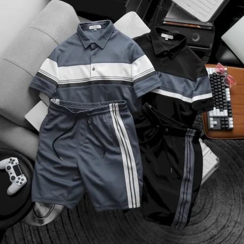 Chỗ sỉ set Bộ Nam Pack Horse Áo Thun Polo Sọc Ngang Quần Short Thể Thao
