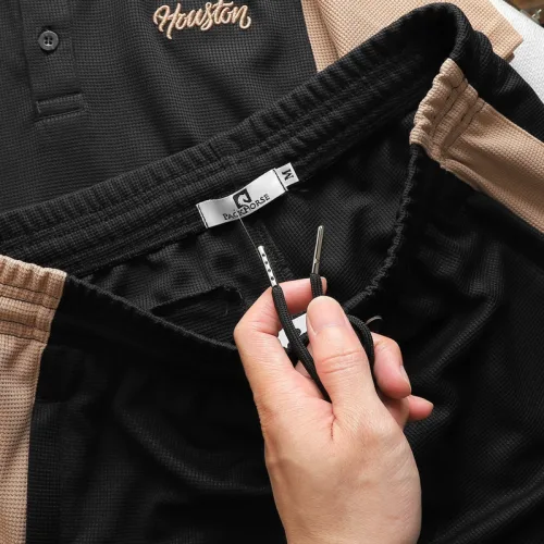 Nơi lấy sỉ set Bộ Nam Quần Short Áo Cổ Bẻ Thêu Logo Houston