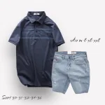 Nơi lấy sỉ set Bộ Nam Quần Short Jeans Phối Áo Thun Cotton Tay Ngắn Cổ Bẻ Có Túi