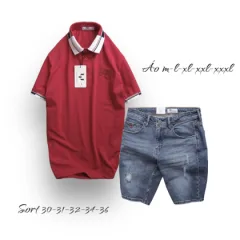 Nguồn hàng sỉ set Bộ Nam Quần Short Jeans Phối Áo Thun Polo Cổ Bẻ Thêu Chữ Jasson
