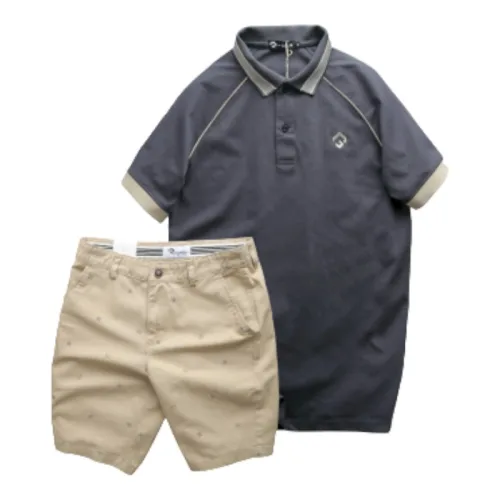 Khám phá Set Bộ Nam Quần Short Kaki Hoạ Tiết Phối Áo Thun Polo Cổ Bẻ Thêu Logo Rubik thuộc nhóm quần short kaki nam