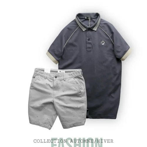 Nơi lấy sỉ set Bộ Nam Quần Short Kaki Hoạ Tiết Phối Áo Thun Polo Cổ Bẻ Thêu Logo Rubik