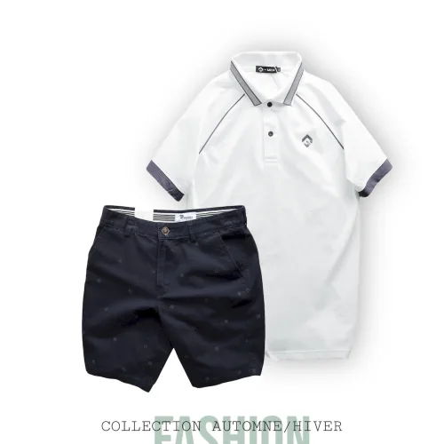 Nơi lấy sỉ set Bộ Nam Quần Short Kaki Hoạ Tiết Phối Áo Thun Polo Cổ Bẻ Thêu Logo Rubik