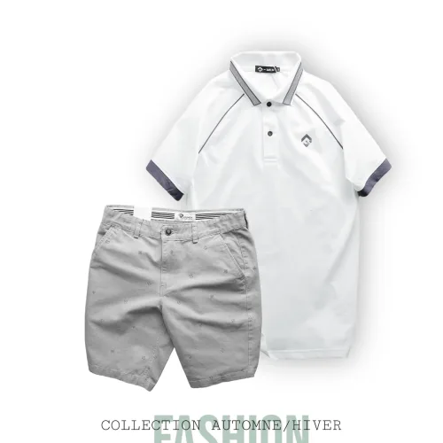 Nơi lấy sỉ set Bộ Nam Quần Short Kaki Hoạ Tiết Phối Áo Thun Polo Cổ Bẻ Thêu Logo Rubik