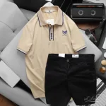 Nơi lấy sỉ set Bộ Nam Quần Short Kaki Lưng Thun Phối Áo Thun Pack Horse Polo Cổ Bẻ In Logo Chữ Prefect