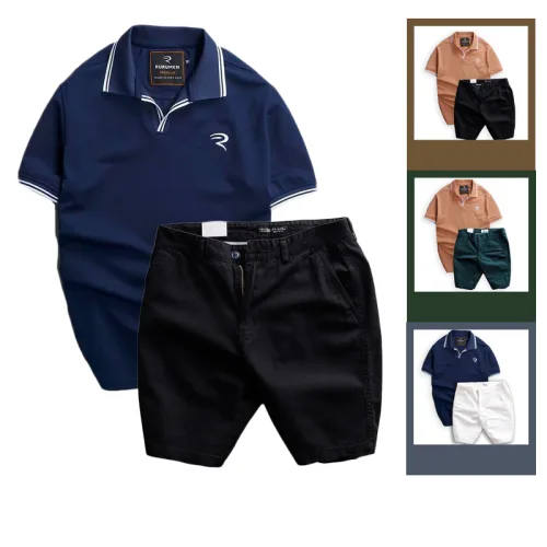 Set bộ nam quần short kaki phối áo