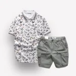 Chuyên sỉ set Bộ Nam Quần Short Kaki Túi Hộp Dây Rút Phối Áo Thun Nam Cổ Bẻ In Chữ MXO