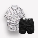 Chuyên sỉ set Bộ Nam Quần Short Kaki Túi Hộp Dây Rút Phối Áo Thun Nam Cổ Bẻ In Chữ MXO