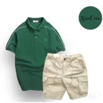 Nguồn hàng sỉ set Bộ Nam Quần Short Kaki Túi Hộp Phối Áo Thun Cá Sấu Cổ Bẻ Viền Tay