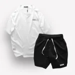 Bộ Unisex CLEGENDK Áo Thun Cổ Tròn Phối Quần Short Big Size