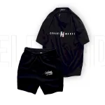 Bộ nam áo thun cổ tròn và quần short thun in chữ CEKLHT MARKET