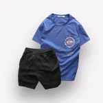 Chuyên sỉ set Bộ Nam Quần Short Thun Áo Thun Cổ Tròn Phối Túi In Hình