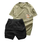 Chuyên sỉ set Bộ Nam Quần Short Thun Áo Thun Cổ Tròn Phối Túi In Hình