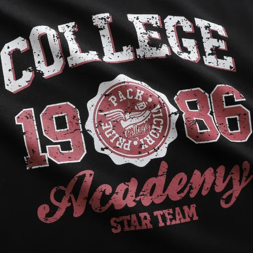 Bộ áo thun nam cổ tròn in College 1986 và quần short thun, size M–XXL