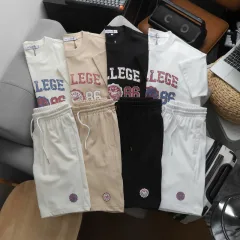 Bộ áo thun nam cổ tròn in College 1986 và quần short thun, size M–XXL