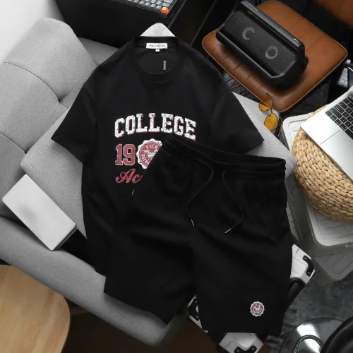 Bộ áo thun nam cổ tròn in College 1986 và quần short thun, size M–XXL
