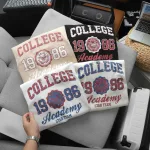 Bộ áo thun nam cổ tròn in College 1986 và quần short thun, size M–XXL