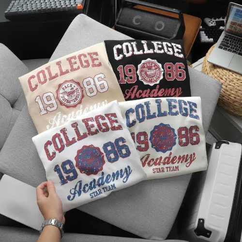Bộ áo thun nam cổ tròn in College 1986 và quần short thun, size M–XXL
