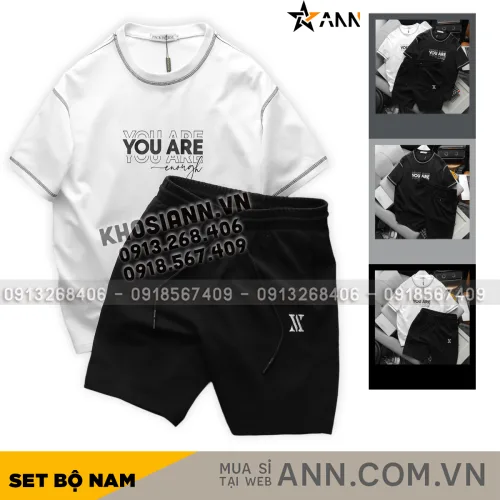 Nơi lấy sỉ set Bộ Nam Quần Short Thun Pack Horse Áo Thun Cổ Tròn In Chữ You Are Enough