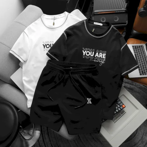 Nơi lấy sỉ set Bộ Nam Quần Short Thun Pack Horse Áo Thun Cổ Tròn In Chữ You Are Enough