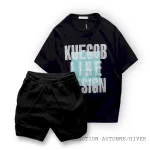 Chuyên sỉ set Bộ Nam Quần Short Thun Viền Sọc Áo Thun Cổ Tròn Pack Horse Oversize In Chữ Sọc