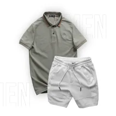 Chuyên sỉ set Bộ Nam Quần Short Thun Viền Sọc Phối Áo Thun Polo Cổ Bẻ Thêu Chữ G
