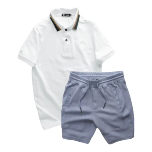 Chuyên sỉ set Bộ Nam Quần Short Thun Viền Sọc Phối Áo Thun Polo Cổ Bẻ Thêu Chữ G