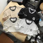 Bộ nam Bigsize: áo thun in logo trước ngực cổ tròn và quần short phối sọc đen