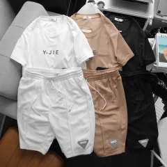 Chỗ sỉ set bộ nam tay ngắn quần lững in chữ JYIE