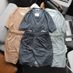 Nguồn hàng sỉ set Bộ Nam Quần Short Áo Tay Ngắn In Logo Chìm Cao Cấp