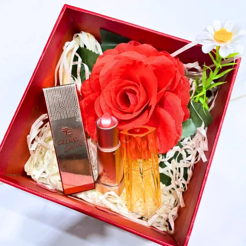 Set quà son dưỡng môi Embisu Glowp Lip Tint, hộp hoa rơm nhiều màu
