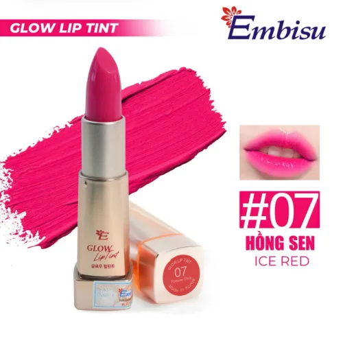 Set quà son dưỡng môi Embisu Glowp Lip Tint, hộp hoa rơm nhiều màu
