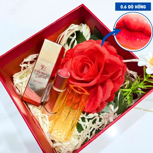 Set quà son dưỡng môi Embisu Glowp Lip Tint, hộp hoa rơm nhiều màu