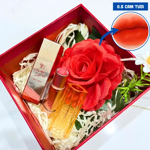 Set quà son dưỡng môi Embisu Glowp Lip Tint, hộp hoa rơm nhiều màu