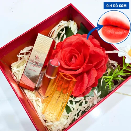 Set quà son dưỡng môi Embisu Glowp Lip Tint, hộp hoa rơm nhiều màu