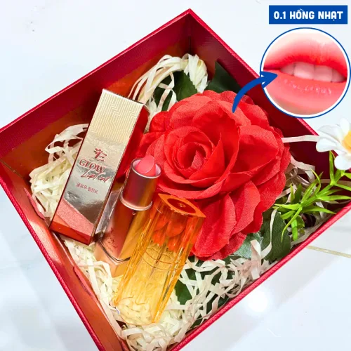 Set quà son dưỡng môi Embisu Glowp Lip Tint, hộp hoa rơm nhiều màu