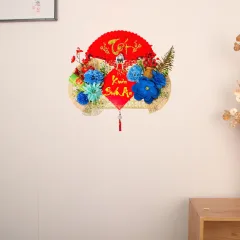 Bộ mành tre giấy đỏ, mẹt tre treo tường, phên tre Tết có dây treo, quạt ráp sẵn