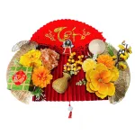 Bộ mành tre giấy đỏ, mẹt tre treo tường, phên tre Tết có dây treo, quạt ráp sẵn