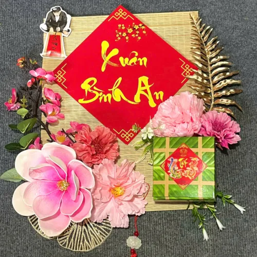 Set Phụ Kiện Mành Tre Vuông Nhiều Mẫu Ráp Sẵn Trang Trí Tết