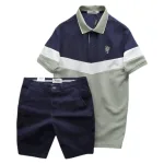 Bộ nam Polo ba màu thêu logo ngực kèm quần short kaki