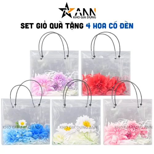 Set Phụ Kiện Giỏ Quà Tặng - Túi Hoa Đom Đóm 4 Hoa Xinh Xắn Nhiều Màu
