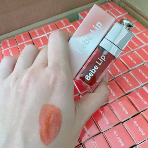 Shop sỉ set Quà Tặng Son Môi Bebe Lip Màu Đỏ Cam - Son Môi Kem Bóng Lì Bebe Lip Chính Hãng - Hộp Chữ Nhật Nhỏ Hoa Rơm Nhiều Màu